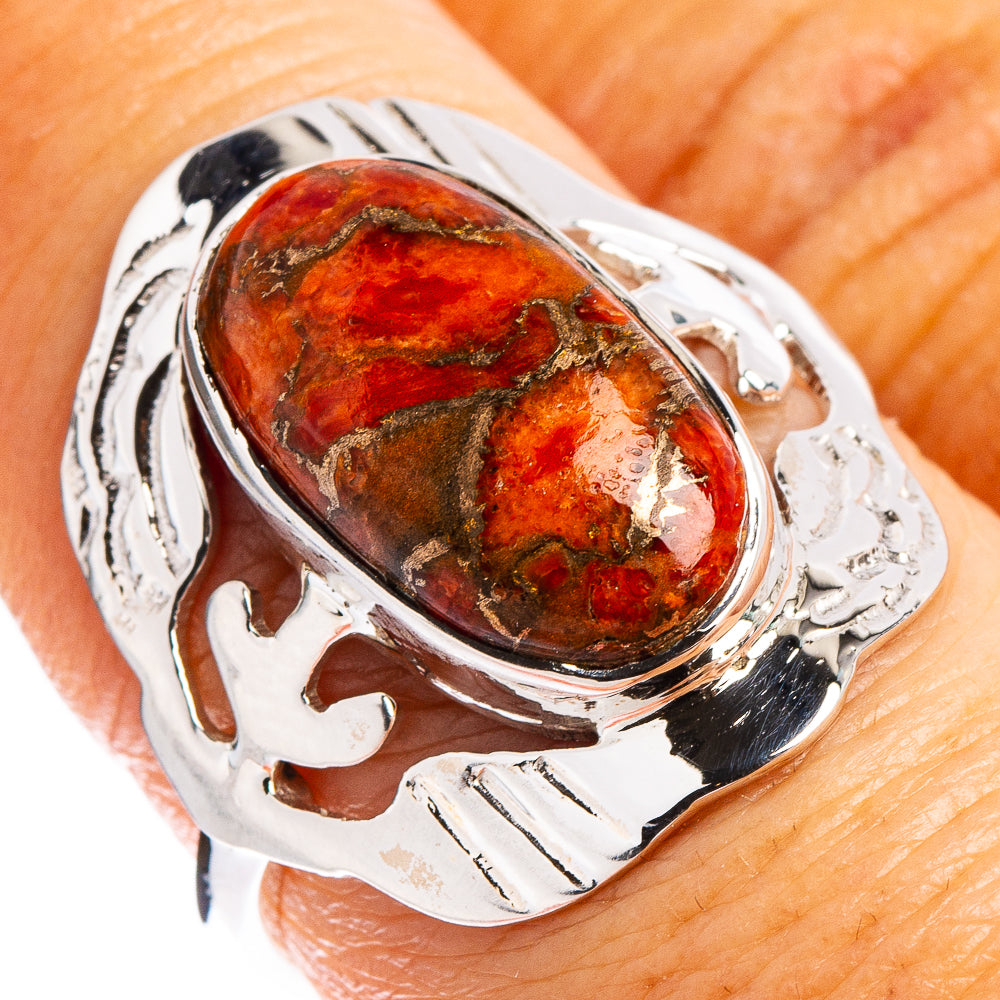 Premium Copper Sponge Coral Ring Size 7.25 (.925 Sterling Silver)