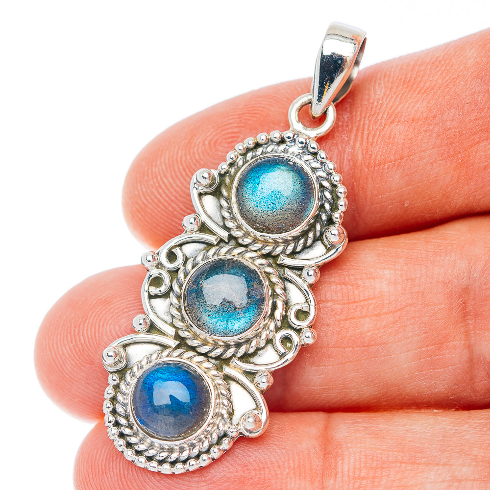 Labradorite Pendant 1 7/8" (.925 Sterling Silver)