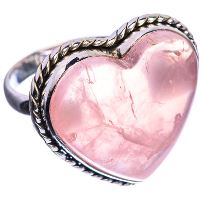 Large Rose Quartz 925 Sterling Silver Ring Size 9