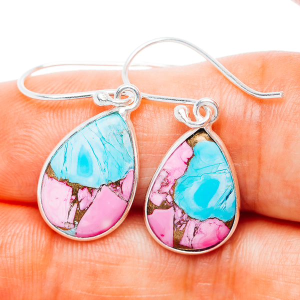Cotton Candy Turquoise Earrings 1 3/8" (.925 Sterling Silver)