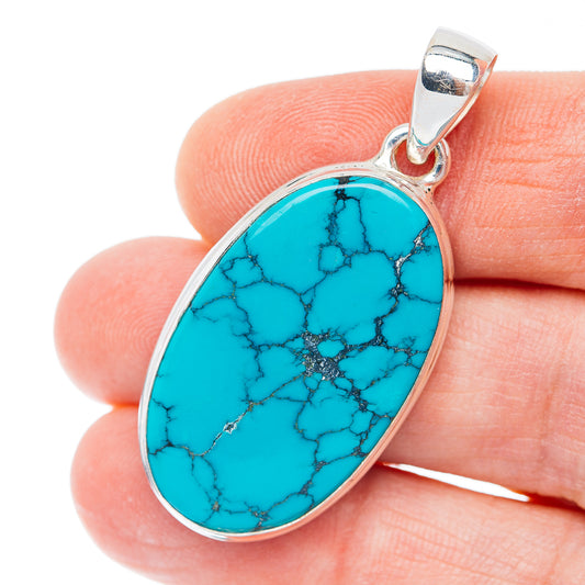 Premium Tibetan Turquoise Pendant 1 3/4" (.925 Sterling Silver)