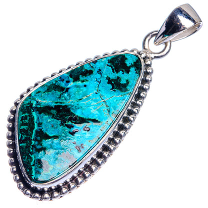 925 sterling silver teardrop pendant with green-blue chrysocolla stone