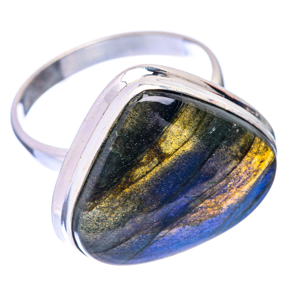Large Labradorite Ring Size 10 (925 Sterling Silver) R140811