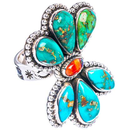 Rare Sonoran South Hill Turquoise Ring Size 8 Adjustable (.925 Sterling Silver)