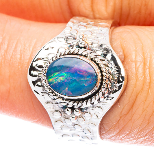 Rare  Doublet Opal Ring Size 7.25 (925 Sterling Silver) R3661
