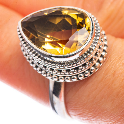 Faceted Citrine 925 Sterling Silver Ring Size 8