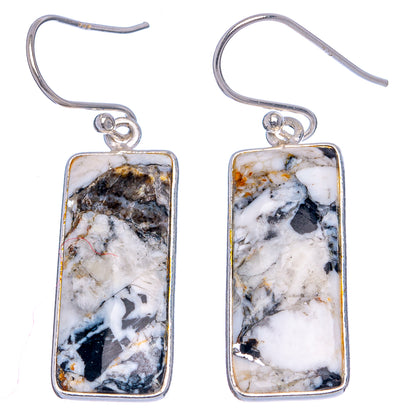 White Buffalo Turquoise Earrings 1 1/2" (.925 Sterling Silver)