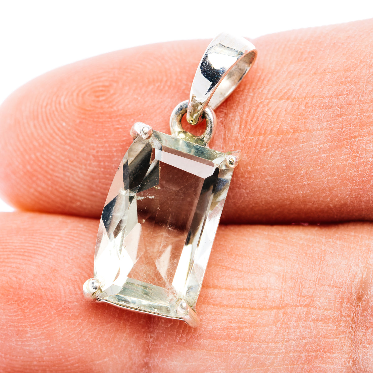 Faceted Prasiolite Pendant 1" (.925 Sterling Silver)