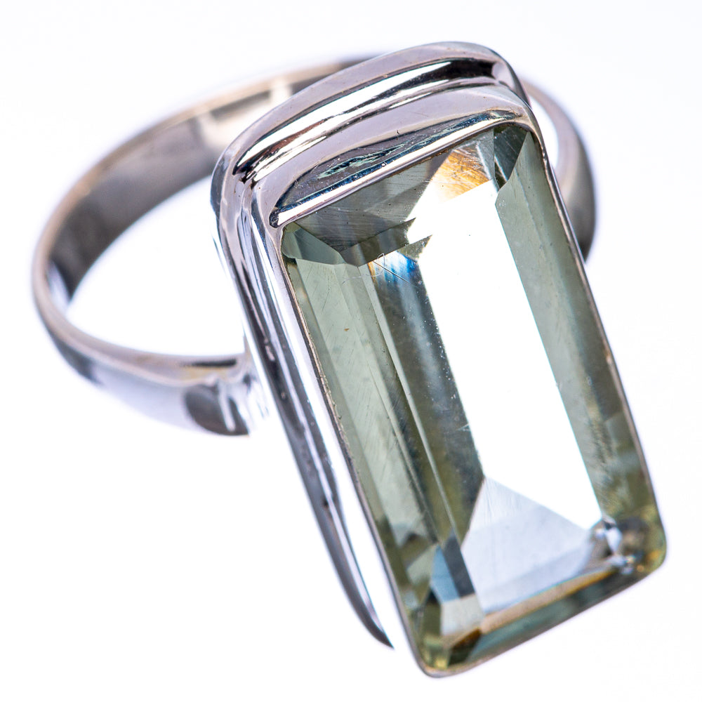 Faceted Green Amethyst Ring Size 7 (925 Sterling Silver) R145118