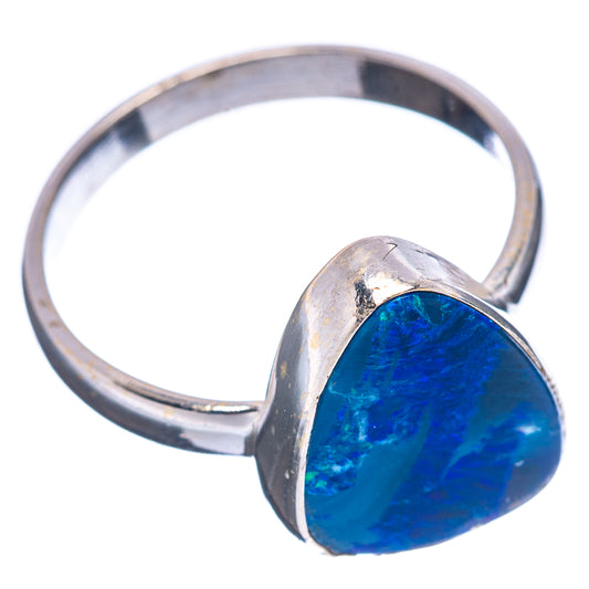 Sterling silver opal ring featuring a blue teardrop gemstone bezel