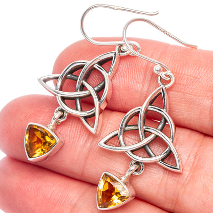 Faceted Citrine Earrings 1 3/4" (925 Sterling Silver) E433427