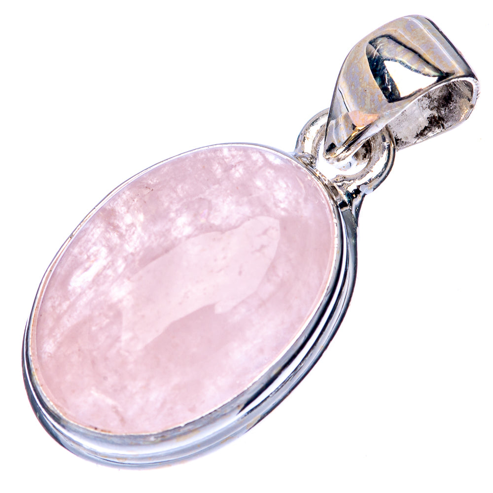Oval pink gemstone pendant in sterling silver with open bail loop at top