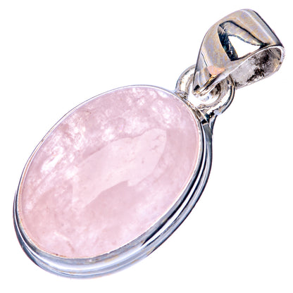 Oval pink gemstone pendant in sterling silver with open bail loop at top