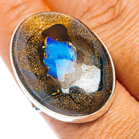 Premium Boulder Opal Ring Size 9.75 (.925 Sterling Silver)
