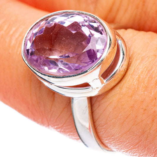 Faceted Amethyst Ring Size 7.75 (925 Sterling Silver) R4575