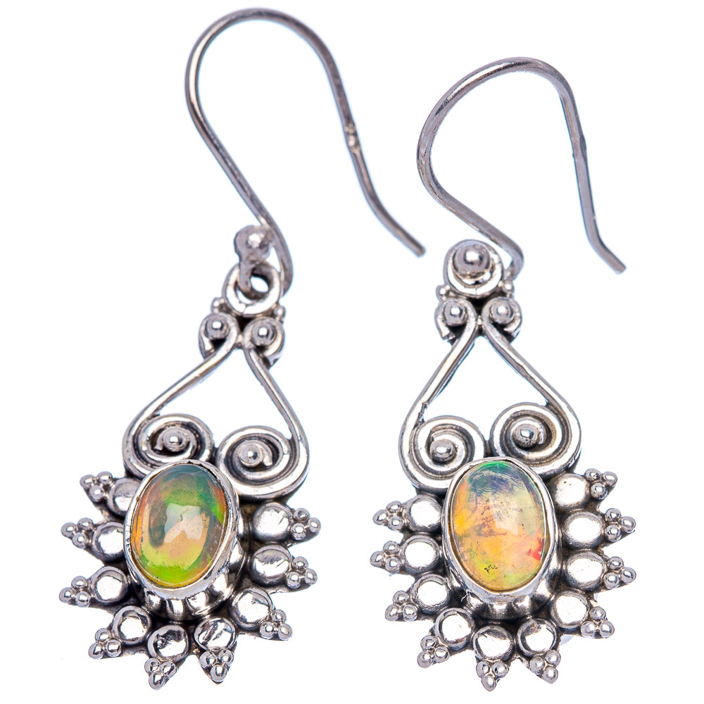 Rare Ethiopian Opal Earrings 1 3/8" (925 Sterling Silver) E433324