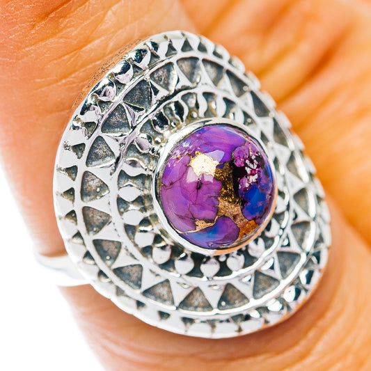 Southwestern Style Purple Copper Turquoise Ring Size 6.75 (.925 Sterling Silver)
