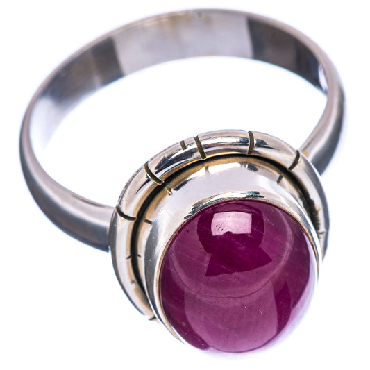 Burmese ruby cabochon ring, size 8, .925 sterling silver with side gallery detail