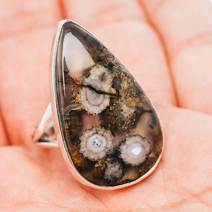 Premium Flower Agate Ring Size 7.5 (.925 Sterling Silver)