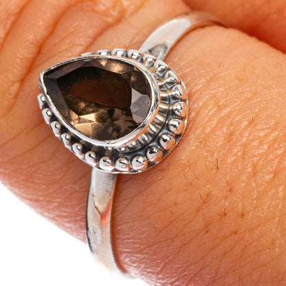 Smoky Quartz Dainty Ring Size 9 (925 Sterling Silver) R145428