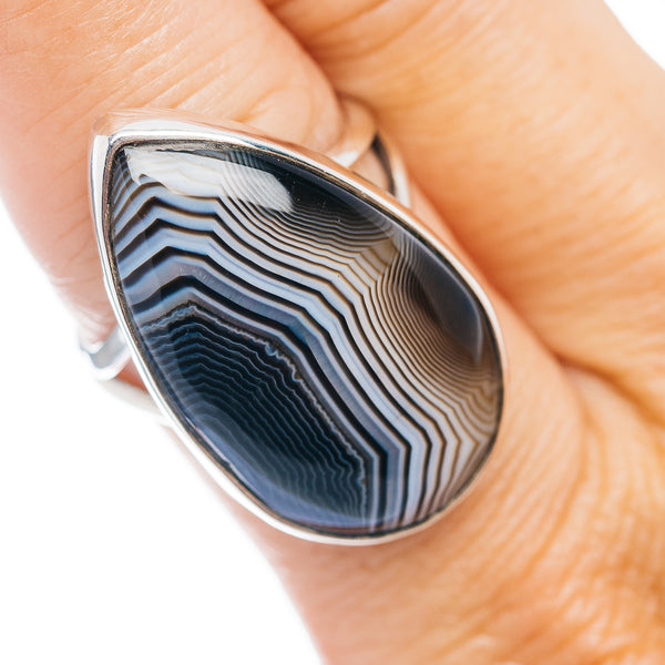 Premium Botswana Agate Ring Size 8.5 (.925 Sterling Silver)