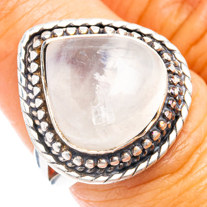 (Classic Series) Rainbow Moonstone Ring Size 6.5 (.925 Sterling Silver)
