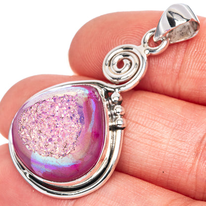 Titanium Druzy Pendant 1 5/8" (925 Sterling Silver) P41467