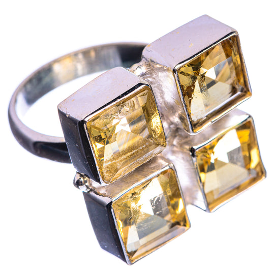 Large Faceted Citrine 925 Sterling Silver Ring Size 8