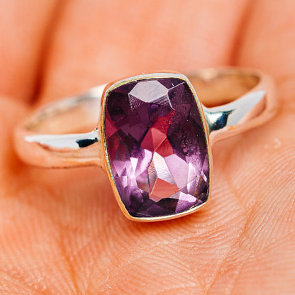 Faceted Amethyst Ring Size 7.5 (.925 Sterling Silver)