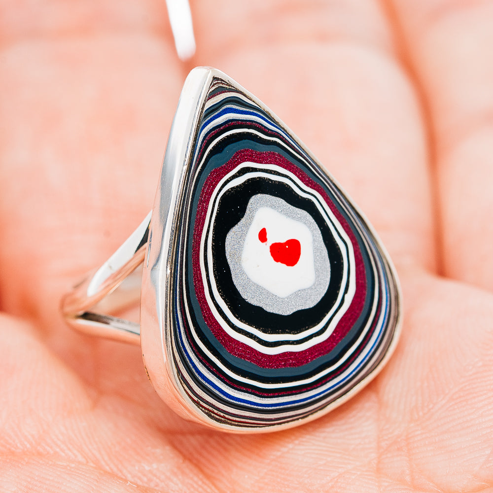 Premium Fordite Ring Size 7.5 (.925 Sterling Silver)