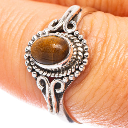 Tiger Eye Dainty Ring Size 8 (925 Sterling Silver) R5944