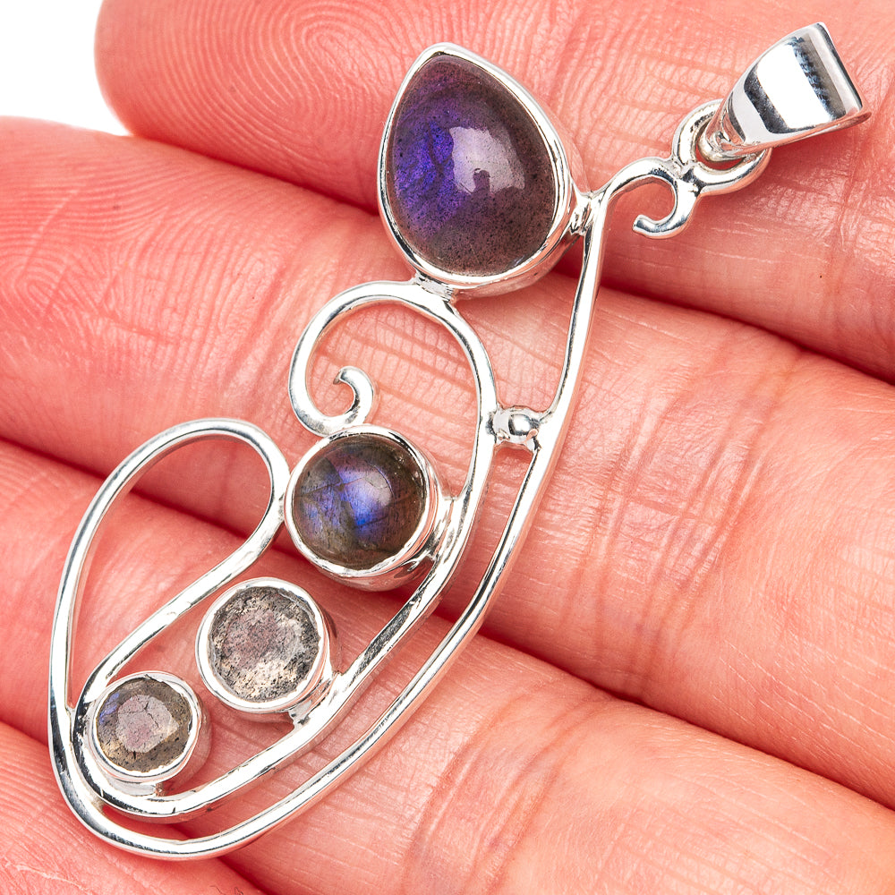 Premium Labradorite Pendant 1 7/8" (925 Sterling Silver) P41838