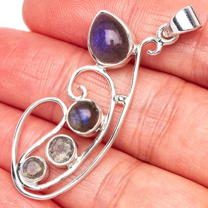 Premium Labradorite Pendant 1 7/8" (925 Sterling Silver) P41838