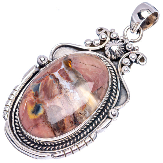 Sterling silver butterfly jasper pendant with oval jasper cabochon and ornate frame