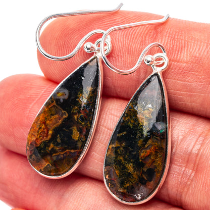 Seam Agate Earrings 1 1/2" (.925 Sterling Silver)