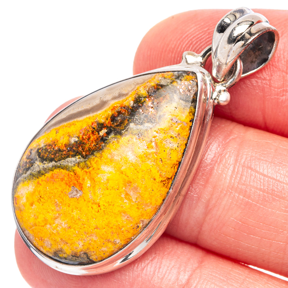 Bumble Bee Jasper Pendant 1 5/8" (925 Sterling Silver) P44052