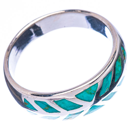 Turquoise Inlay Ring Size 9.5 (925 Sterling Silver) R2268
