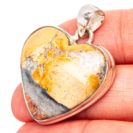 Maligano Jasper Heart Pendant 1 3/8" (.925 Sterling Silver)