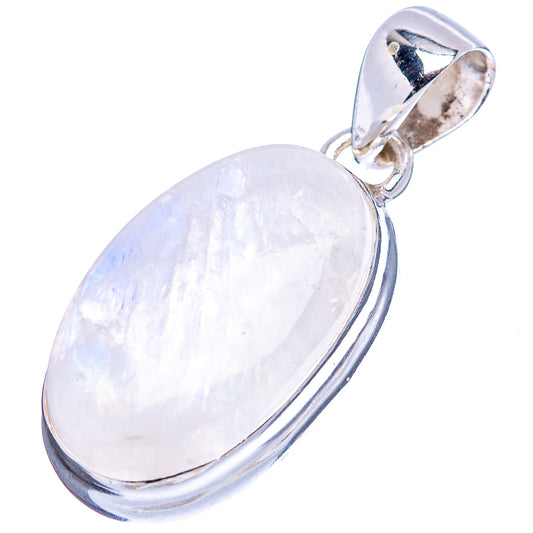 Oval pink opal pendant with sterling silver frame and bail, side view