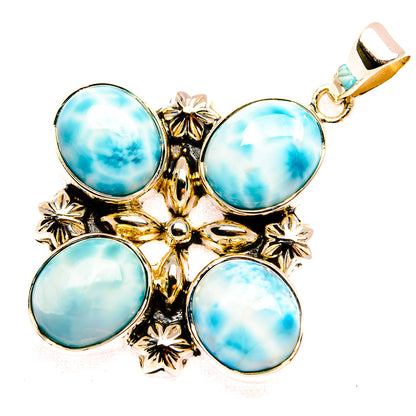 Signature Larimar 925 Sterling Silver Pendant 1 3/4" (925 Sterling Silver) PD37813