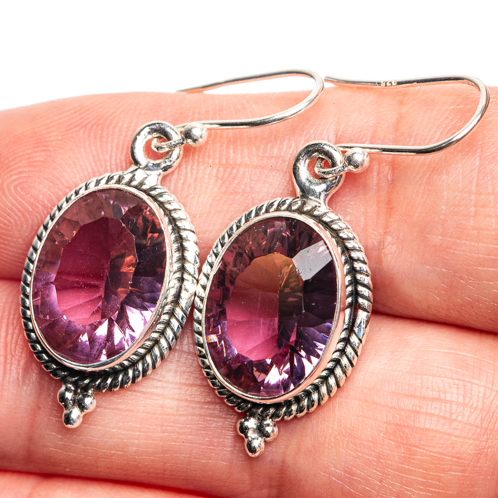 Color Change Alexandrite (Lab.) Earrings 1 1/2" (925 Sterling Silver) E432783
