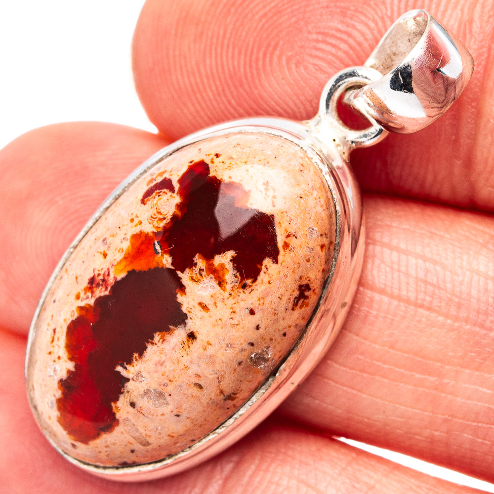 Rare Mexican Fire Opal Pendant 1 3/8" (.925 Sterling Silver)