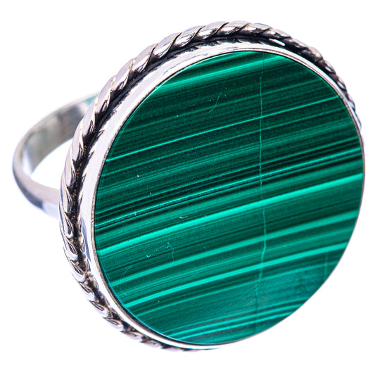 Large Malachite Coin Ring Size 11.5 (925 Sterling Silver) R141054