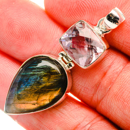Labradorite, Amethyst Pendant 2" (925 Sterling Silver) PD38013
