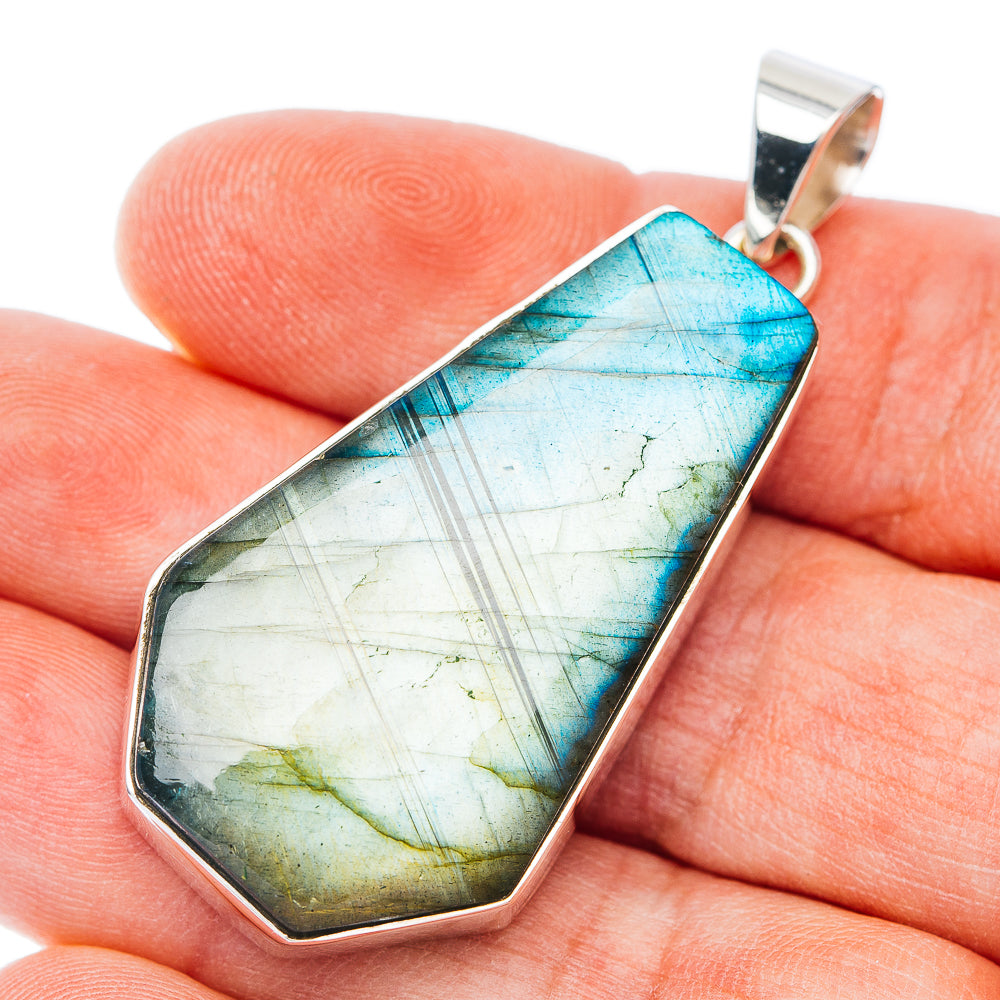 Huge Premium Spectrolite Pendant 2 1/8" (.925 Sterling Silver)