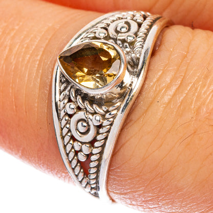 Faceted Citrine Dainty Ring Size 7.5 (925 Sterling Silver) R1084