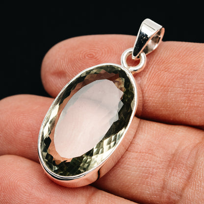 Premium 24ct Faceted  Prasiolite Pendant 1 5/8" (.925 Sterling Silver)