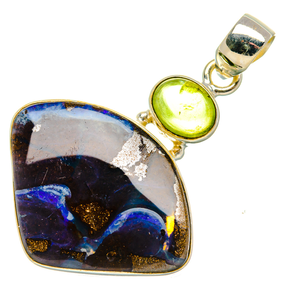 Boulder Opal, Peridot Pendant 1 3/4" (925 Sterling Silver) PD37975