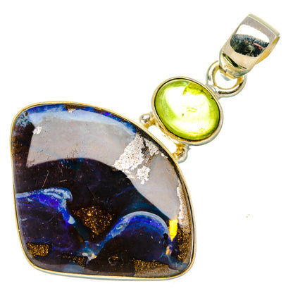 Boulder Opal, Peridot Pendant 1 3/4" (925 Sterling Silver) PD37975