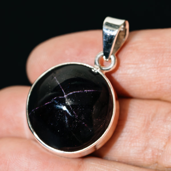Premium Star Garnet Pendant 1 3/8" (.925 Sterling Silver)